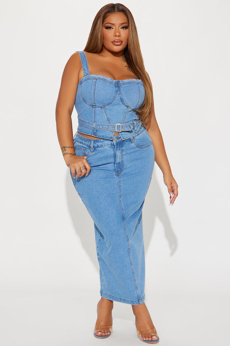 Devine Washed Denim Skirt Set Medium Wash Fashion Nova Matching Sets Fashion Nova