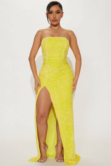 Fashion nova yellow maxi dress discount