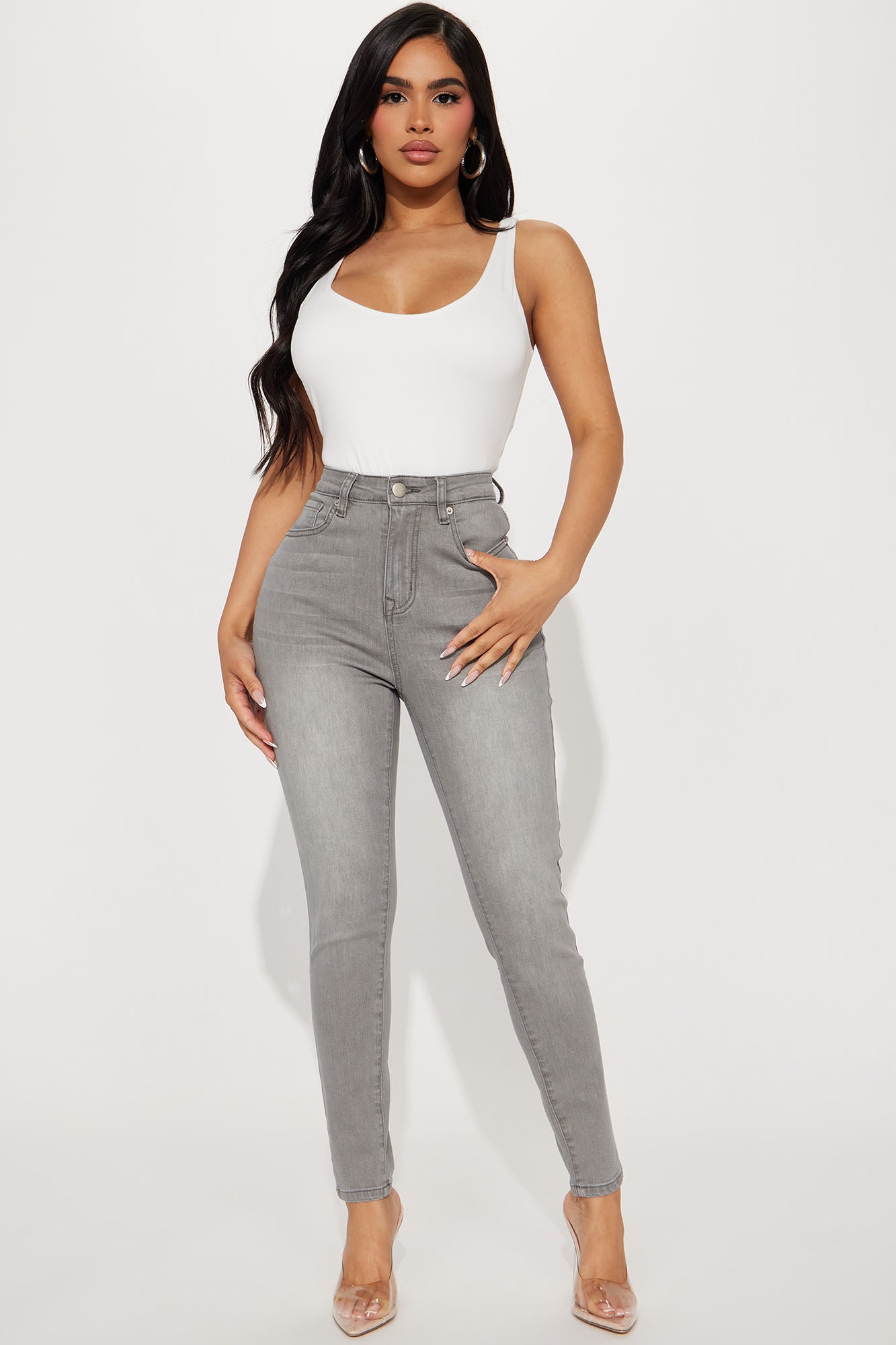 Petite Audrey High Rise Stretch Skinny Jeans - Grey | Fashion Nova, Jeans |  Fashion Nova