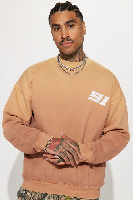 Tan oversized on sale crew neck