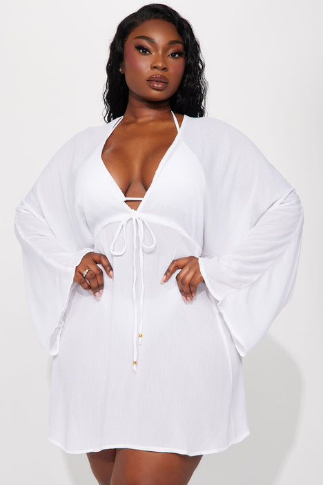 Breezy Nights Linen Swim Cover Up Dress White