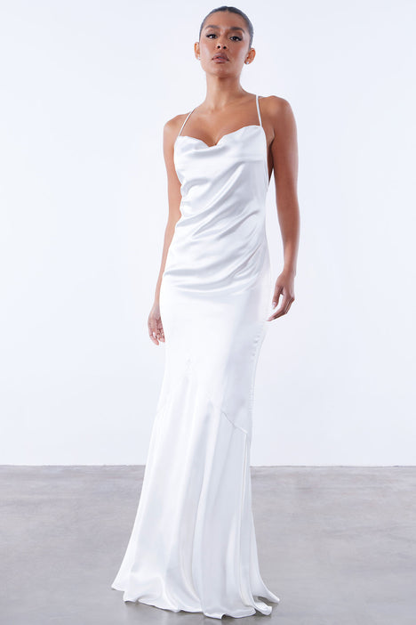 Alice Satin Maxi Dress White