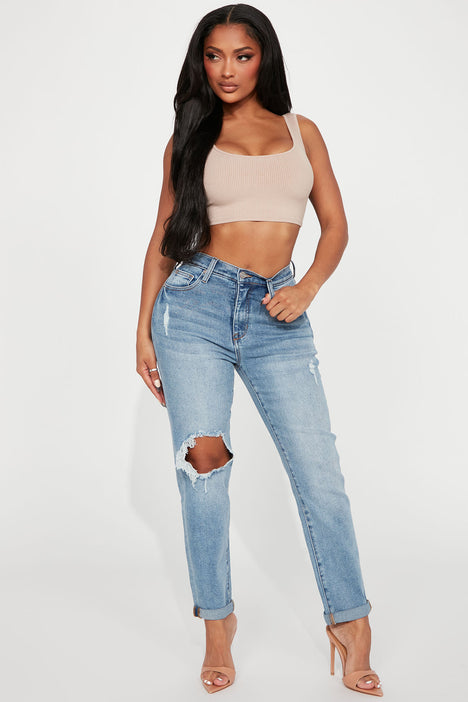 Need A New High Rise Mom Jeans Medium Blue Wash Fashion Nova