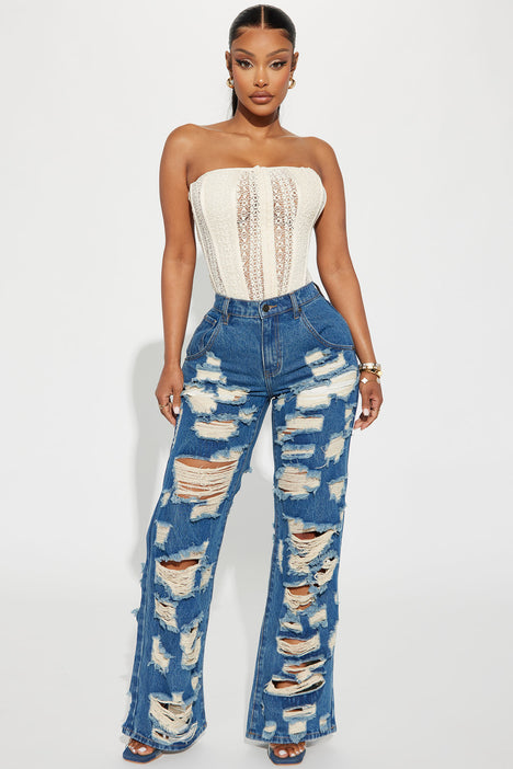 Somebody New Ripped Non Stretch Straight Leg Jean Dark Wash