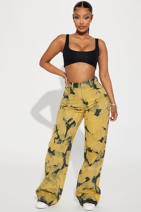 Yellow stretch pants cheap