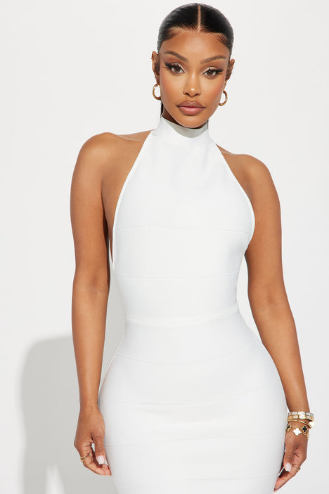 Aviva Bandage Halter Maxi Dress - White, Fashion Nova, Dresses