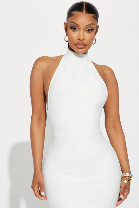 Aviva Bandage Halter Maxi Dress White Fashion Nova Dresses