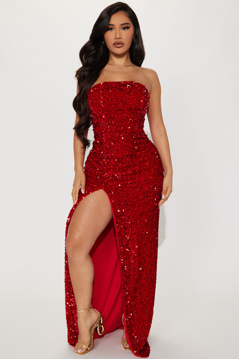 The One Sequin Maxi Dress - Red | Fashion Nova, Dresses | Fashion Nova