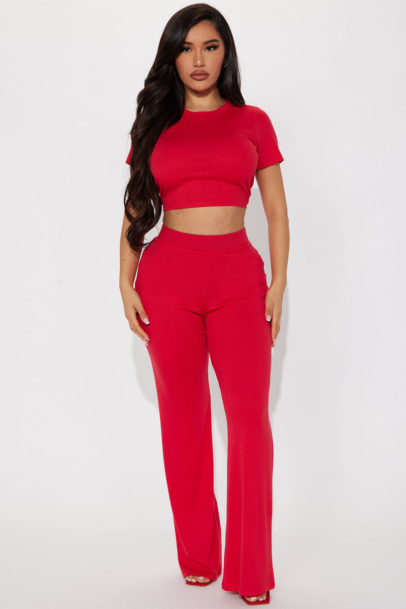 Ramona Ribbed Pant Set - Red | Fashion Nova, Matching Sets | Fashion Nova