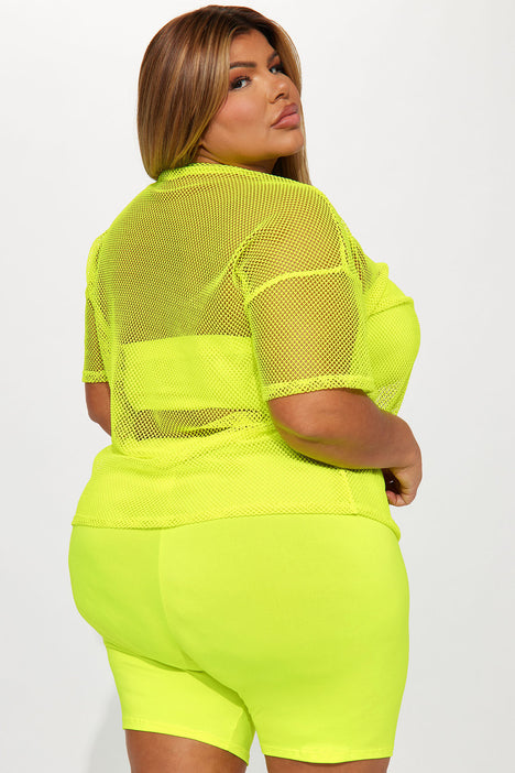 Yellow biker hotsell short set