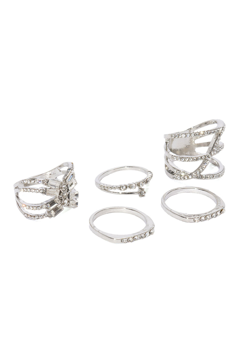 Wish You The Best 5 Piece Ring Set Silver Fashion Nova, Jewelry