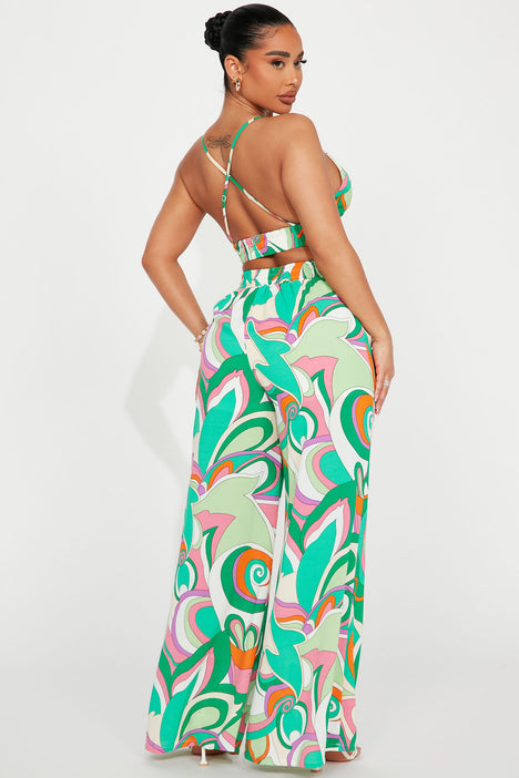 Time To Brunch Pant Set Green combo Fashion Nova Matching