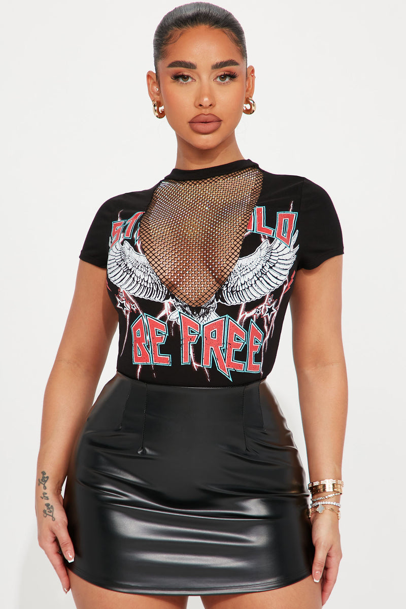 Be Free Rocker Bodysuit - Black | Fashion Nova, Screens Tops and ...