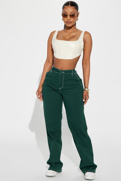 Green straight discount leg jeans