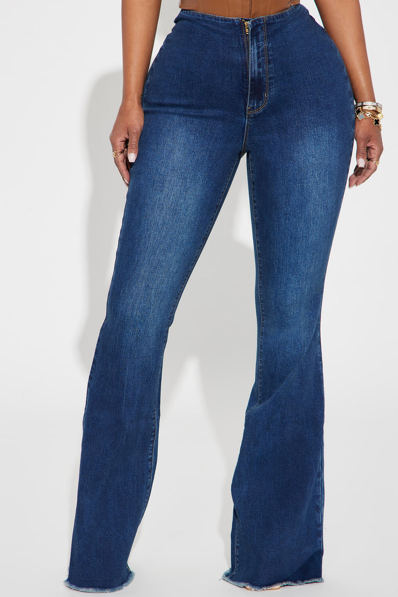 Caught Feelings Stretch Flare Jeans - Medium Wash | Fashion Nova, Jeans ...