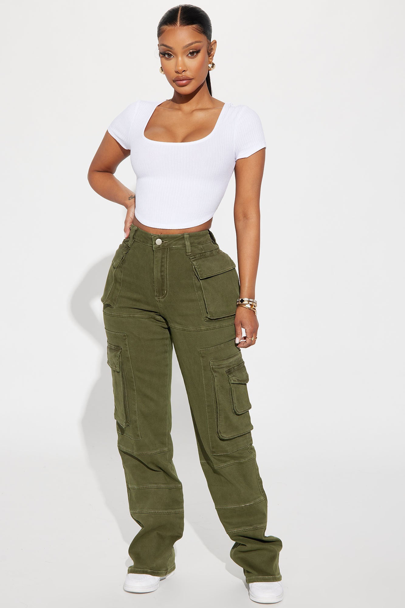 On Command Stretch Straight Leg Cargo Jean - Olive