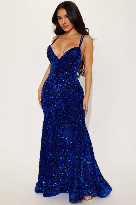 Royal blue fashion nova dress best sale