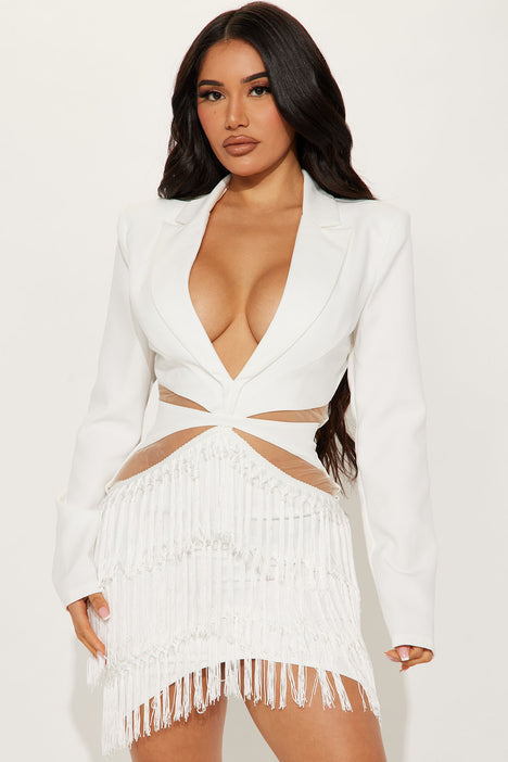 White blazer dress fashion store nova
