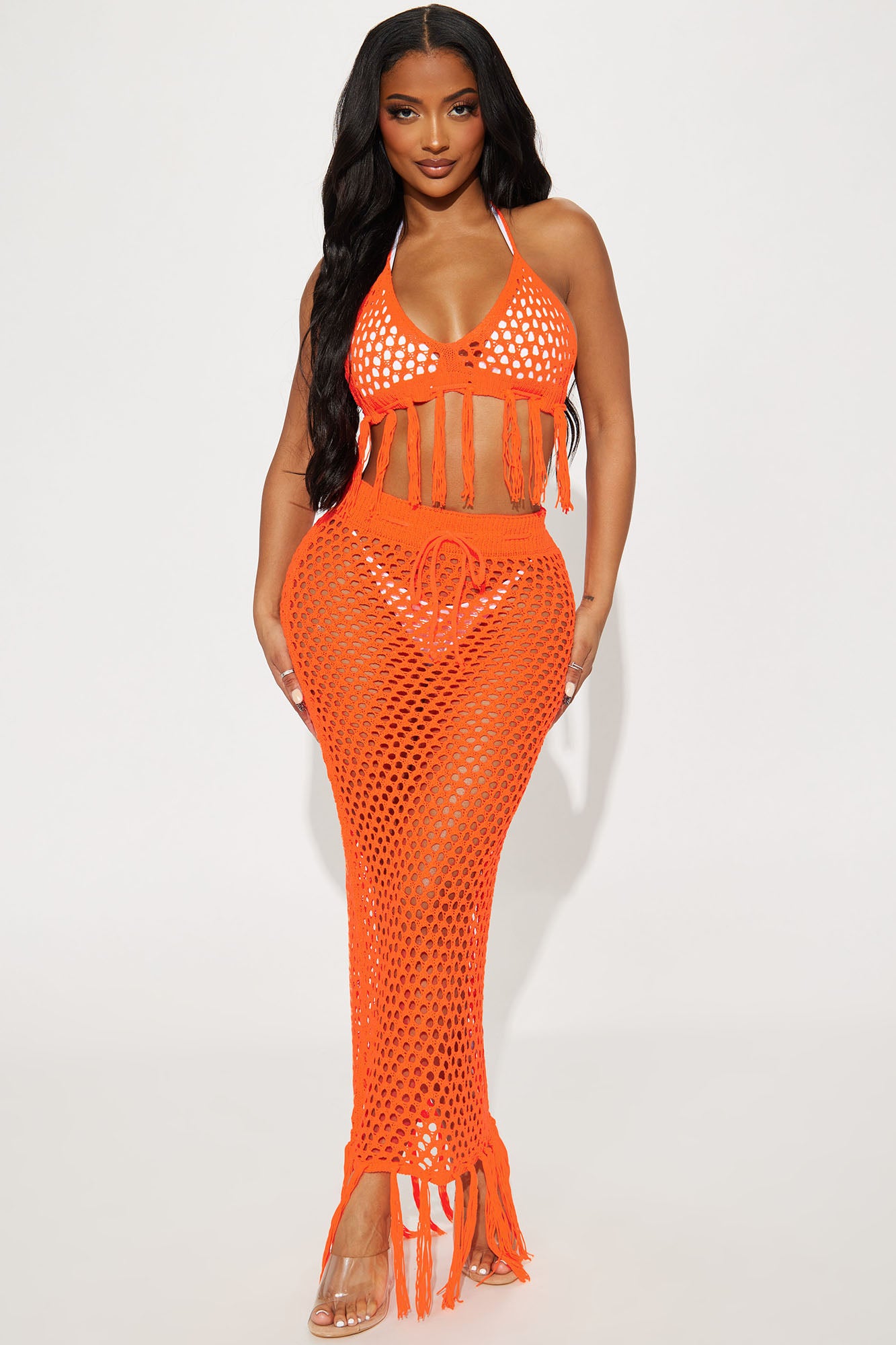 Vacation Fantasy 2 Piece Cover Up Set Orange Fashion Nova