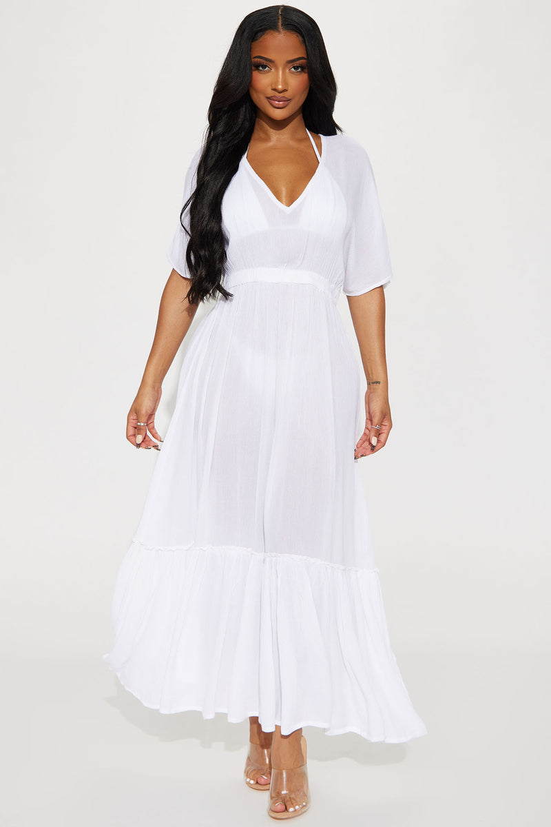 Breezy Nights Linen Swim Cover Up Maxi Dress White Fashion Nova
