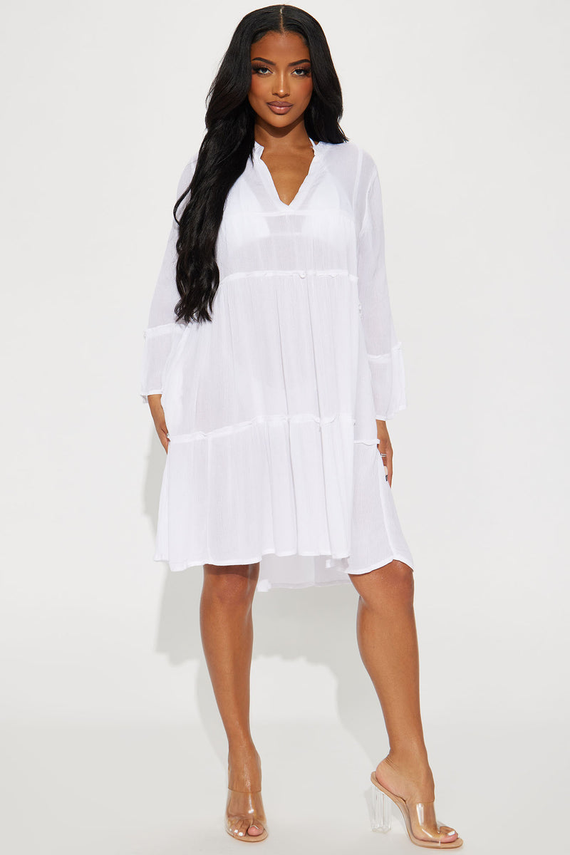 Breezy Nights Linen Cover Up Dress - White | Fashion Nova, Swimwear ...
