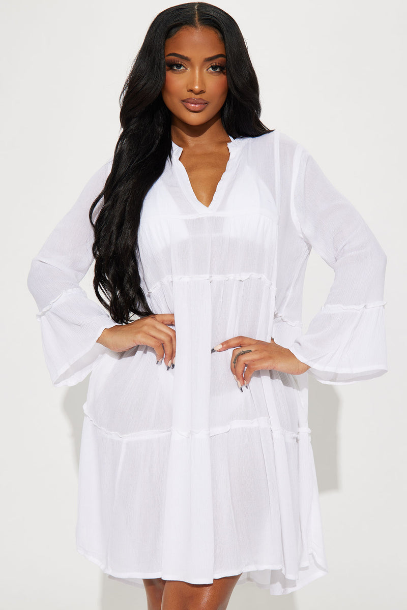 Breezy Nights Linen Cover Up Dress - White | Fashion Nova, Swimwear ...