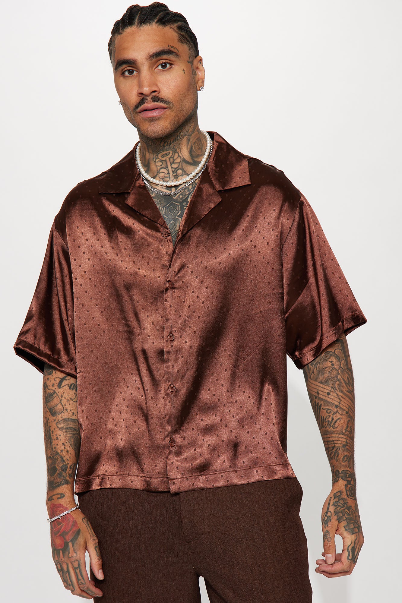 Windows Silky Cuban Shirt Brown
