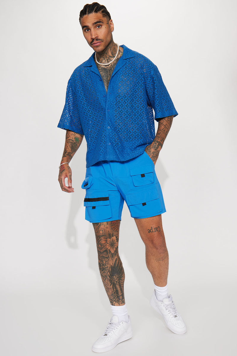 Shooting Star Textured Cuban Shirt - Blue | Fashion Nova, Mens Shirts ...