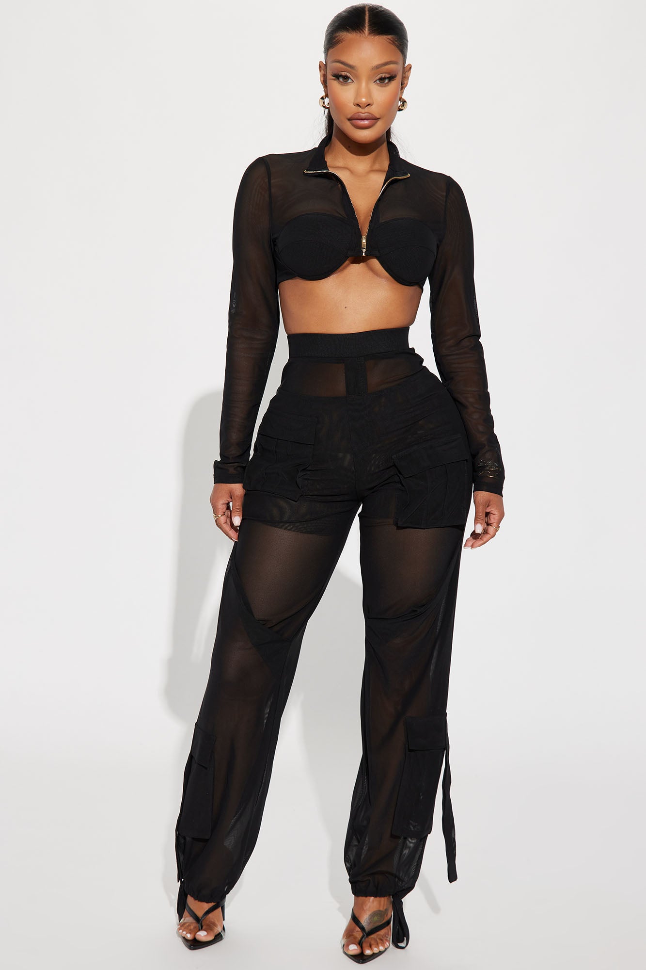 Believe Me Mesh Pant Set - Black, Fashion Nova, Matching Sets
