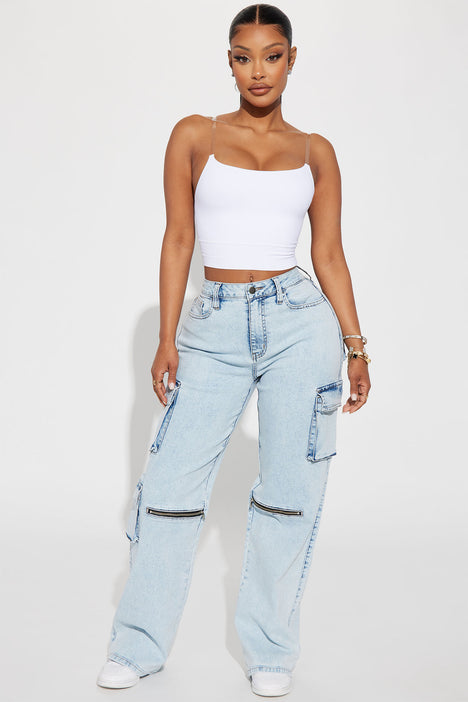 Lily High Rise Distressed Cargo Jeans - Olive, Fashion Nova, Jeans