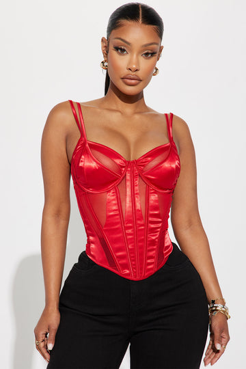Red leather new arrivals tops