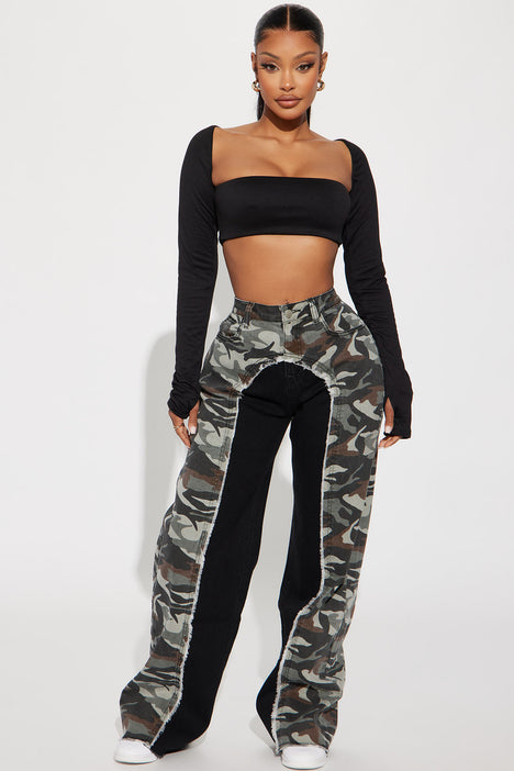 Between The Lines Camo Pant Black combo