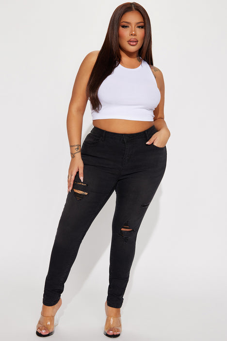 Black ripped jeans size 16 discount