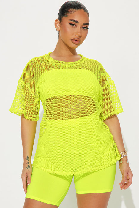 New Identity 3 Piece Biker Short Set Neon Yellow Fashion Nova