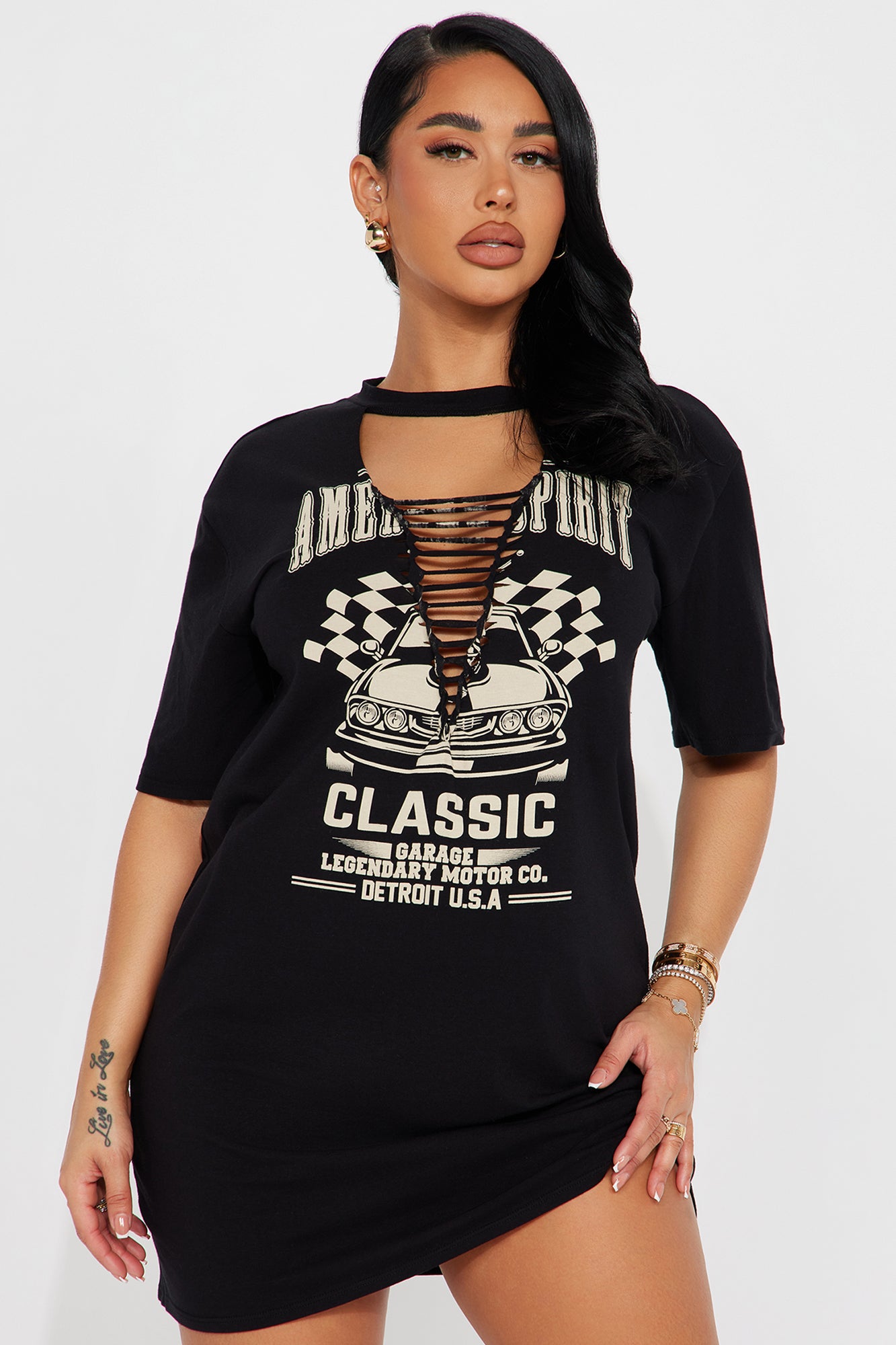 Distressed t shirt dress hot sale
