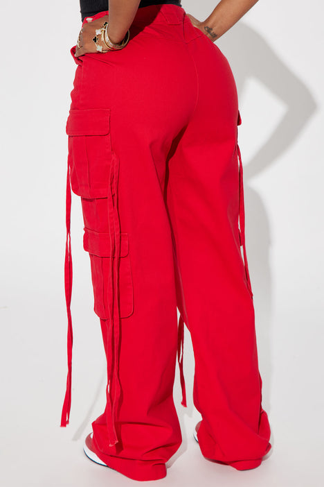 Golden Hour Wide Leg Cargo Pant - Red