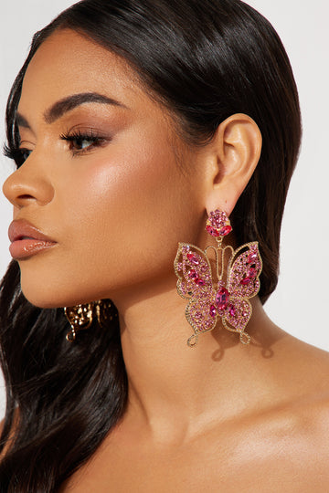 Eye Candy LA Cz Golden Butterfly Drop Earrings in Metallic | Lyst