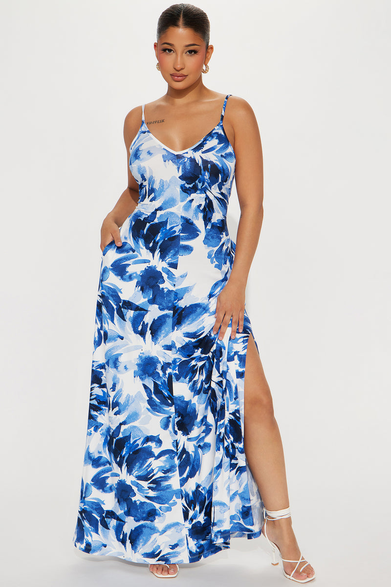 Cute And Comfy Maxi Dress - Blue/combo | Fashion Nova, Dresses ...