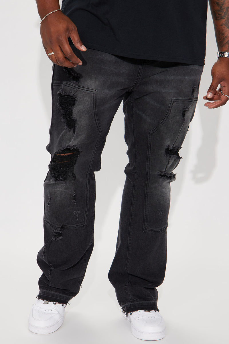 He Say She Say Stacked Slim Flare Carpenter Jeans - Black Wash ...