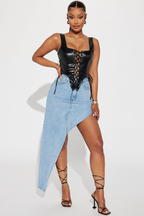 Cross Your Mind Denim Maxi Skirt Light Wash