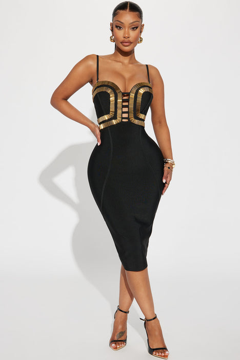 Black gold bodycon dress outlet