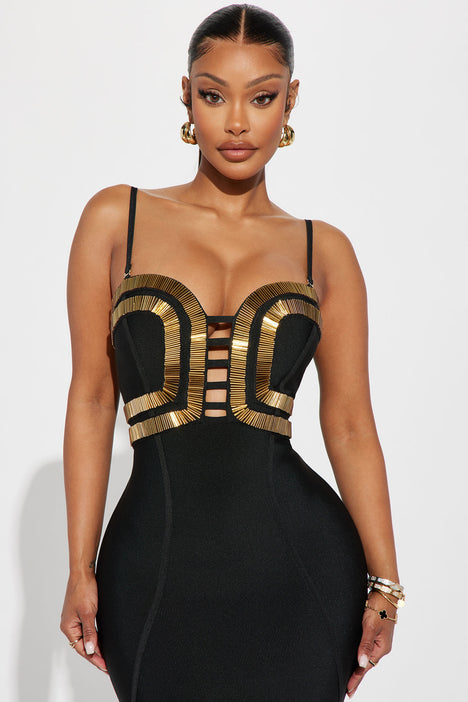 Black gold clearance bodycon dress