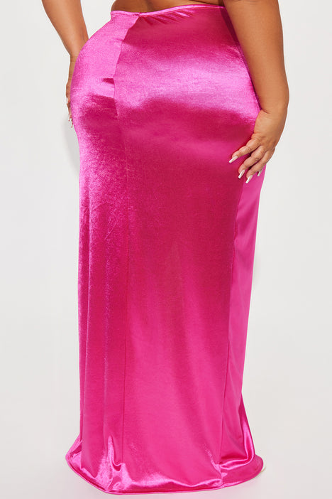 Satin fuchsia maxi top skirt