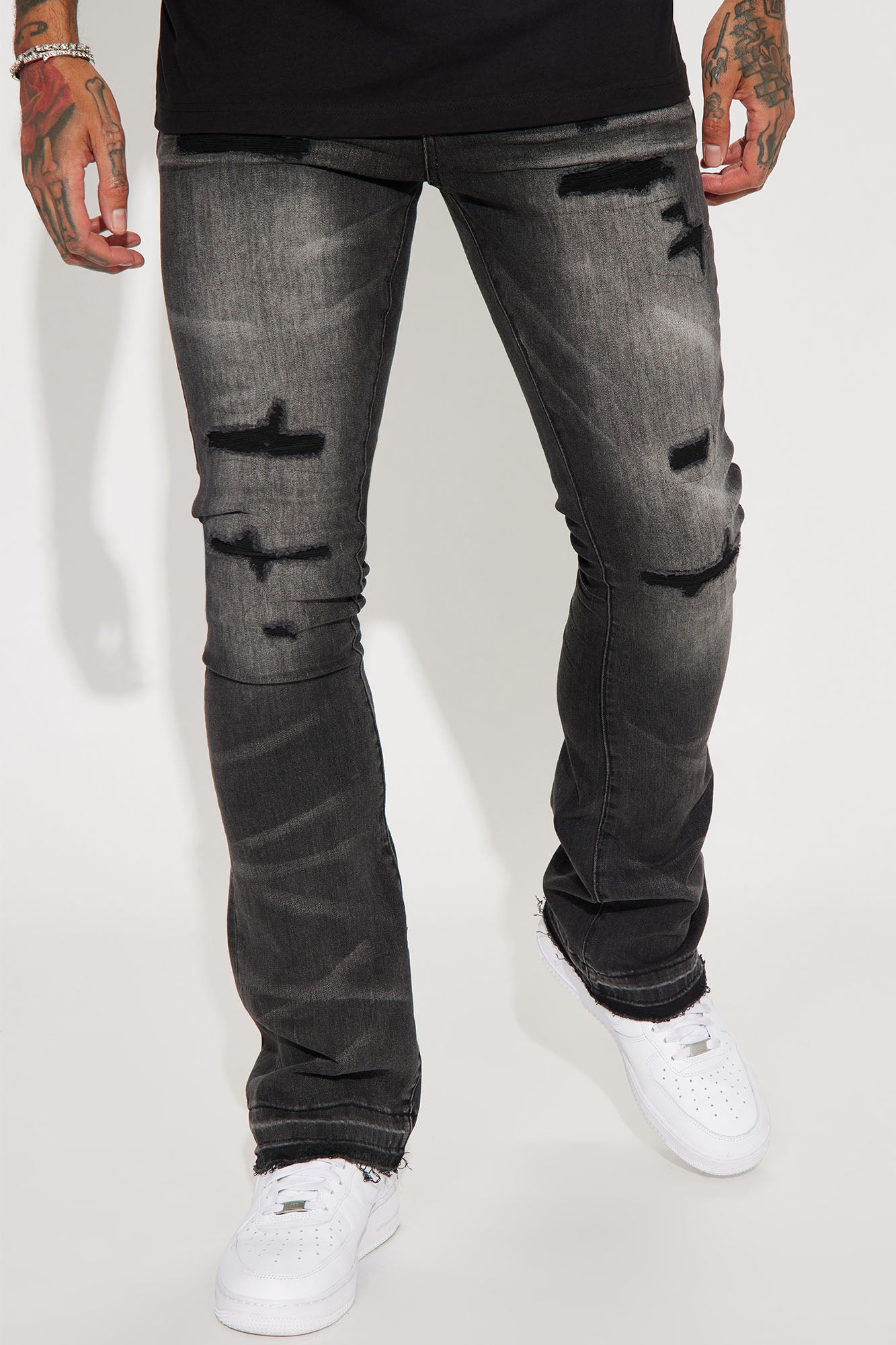 Dirty Ways Stacked Cargo Skinny Jeans - Black