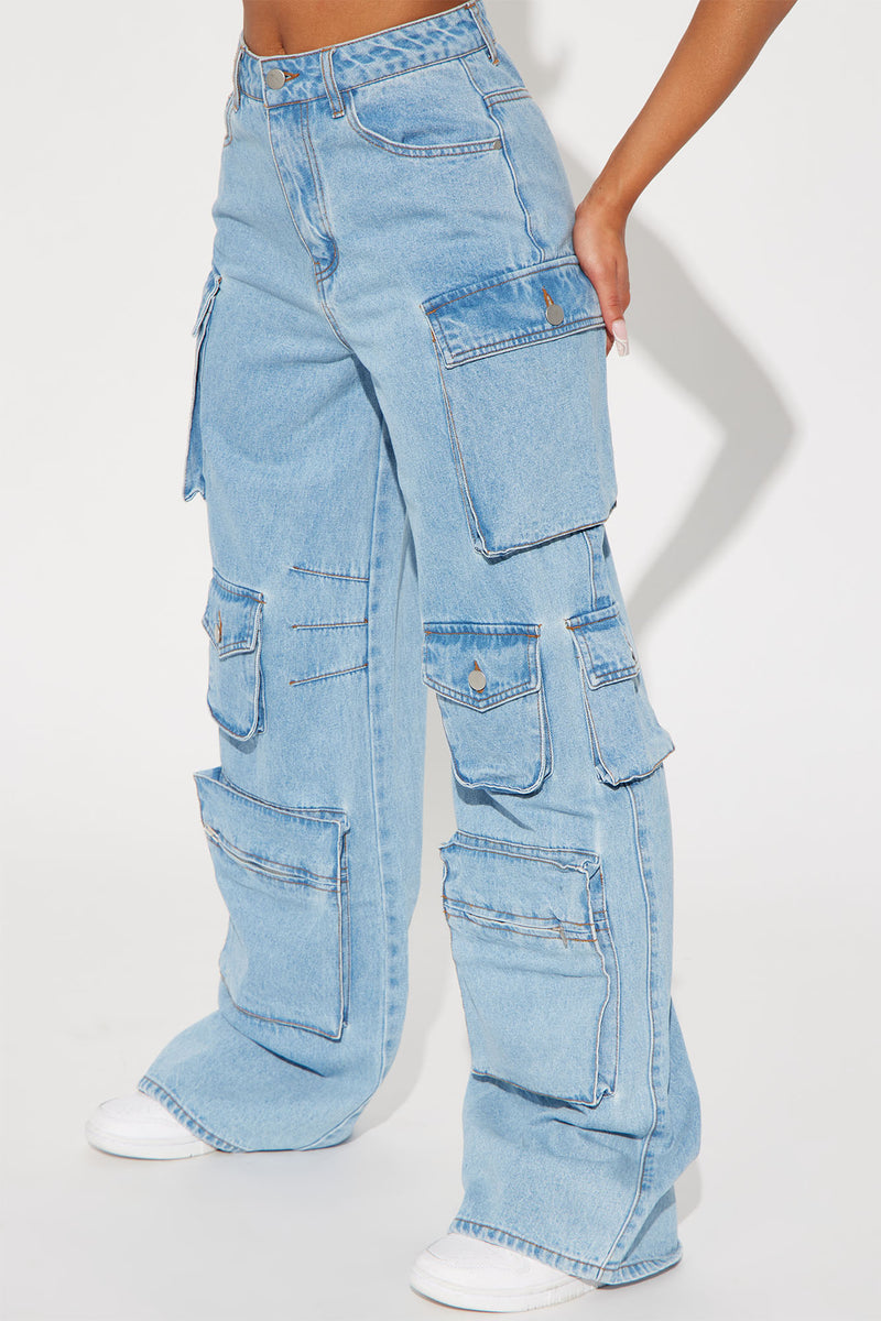 Lily High Rise Cargo Jeans - Light Wash | Fashion Nova, Jeans | Fashion ...