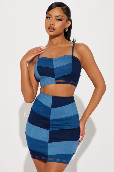 Blue skirt on sale fashion nova
