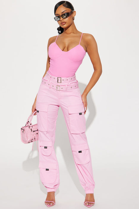 High waist cargo jogger pink best sale