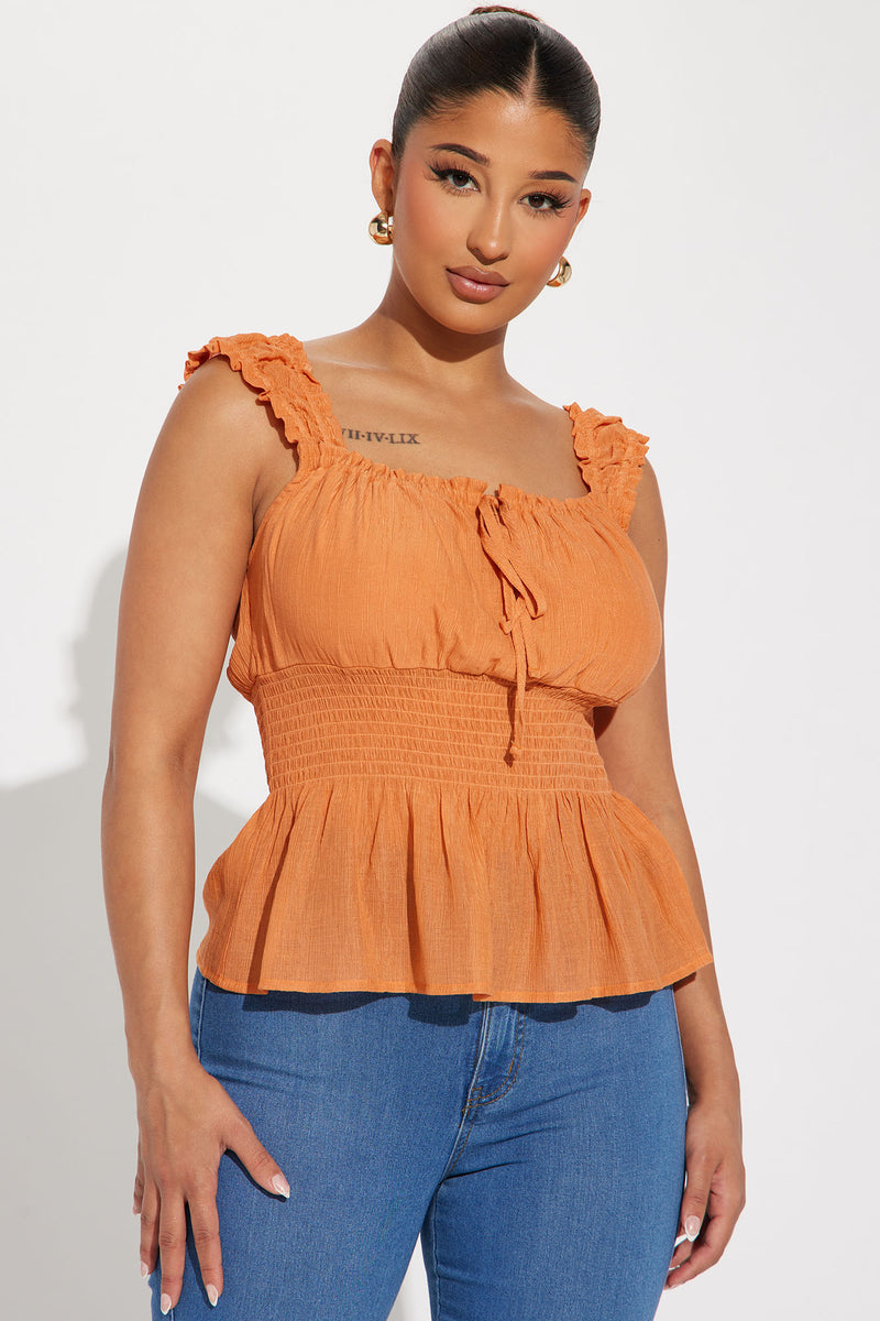 Top Orange Taille XL Femme - Neuf Avec étiquettes - Modèle Tendance, Couleur Vive