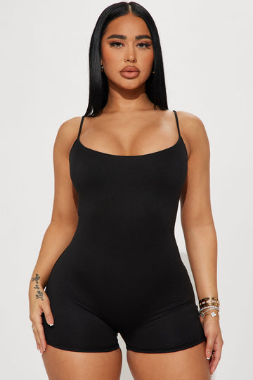Image of Vicky Double Lined Romper - Black