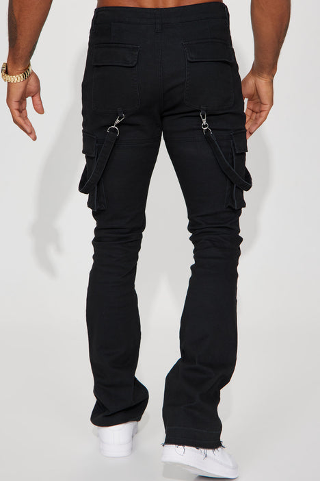 Strapped denim outlet cargo pants